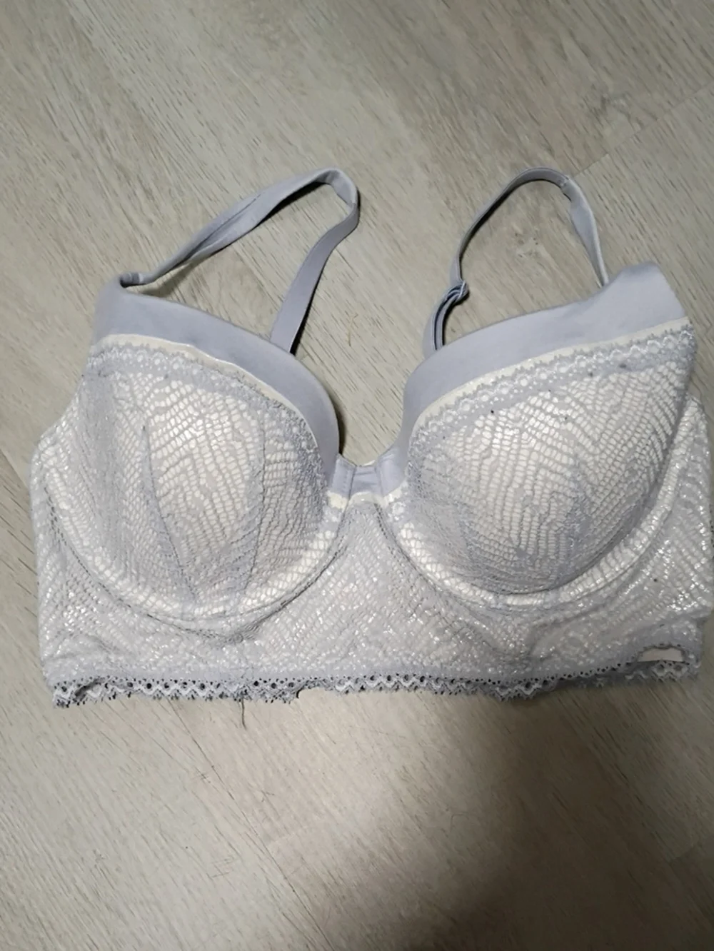 Victoria's Secret Lace Longline Bra - Light Gray
